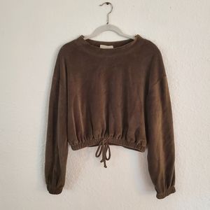 Velour drawstring crop top